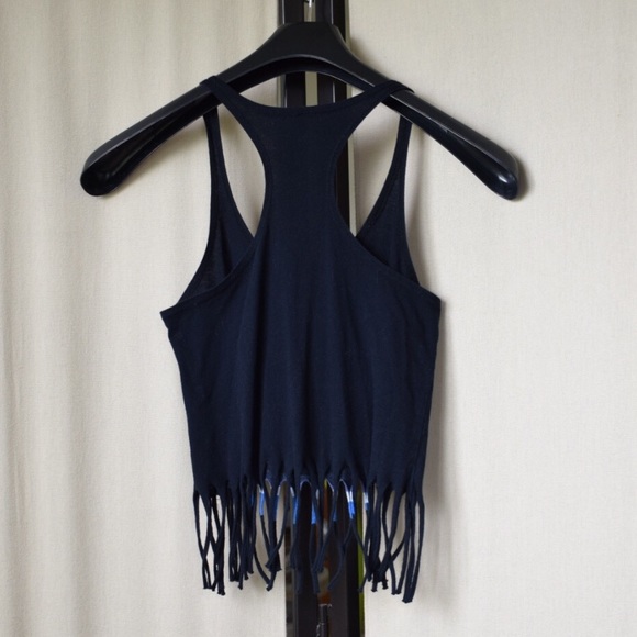 Black Fringe Racerback - Rhinestone Smile Graphic - Picture 3 of 3